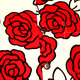 Shortsl. Outlined Roses creme-red