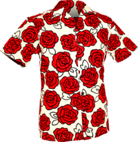 Shortsl. Outlined Roses creme-red