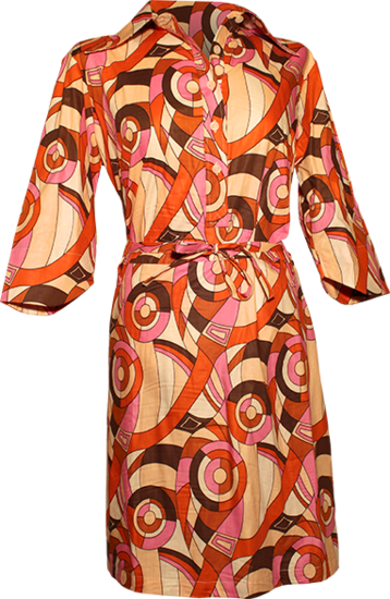 Feelgood-Dress 3/4-Arm Circles and Forms creme-ovaltine-orange