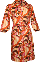 Feelgood-Dress 3/4-Arm Circles and Forms creme-ovaltine-orange