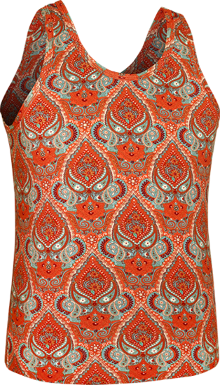 Singlet Paisley orange, turquoise