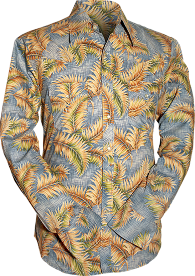Leaves on stripey-blue background