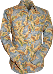 Leaves on stripey-blue background