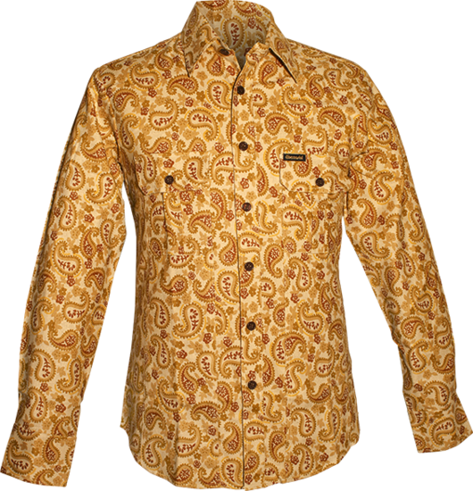 Worker-Shirt Paisley & Flowers creme, mustard