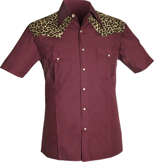 Shortsleeved Cowboy-Shirt Leo aubergine