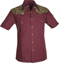 Shortsleeved Cowboy-Shirt Leo aubergine