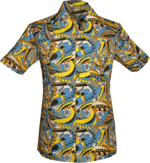 Shortsl. Psychedelic Flowers creme, blue, yellow, black