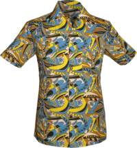 Shortsl. Psychedelic Flowers creme, blue, yellow, black